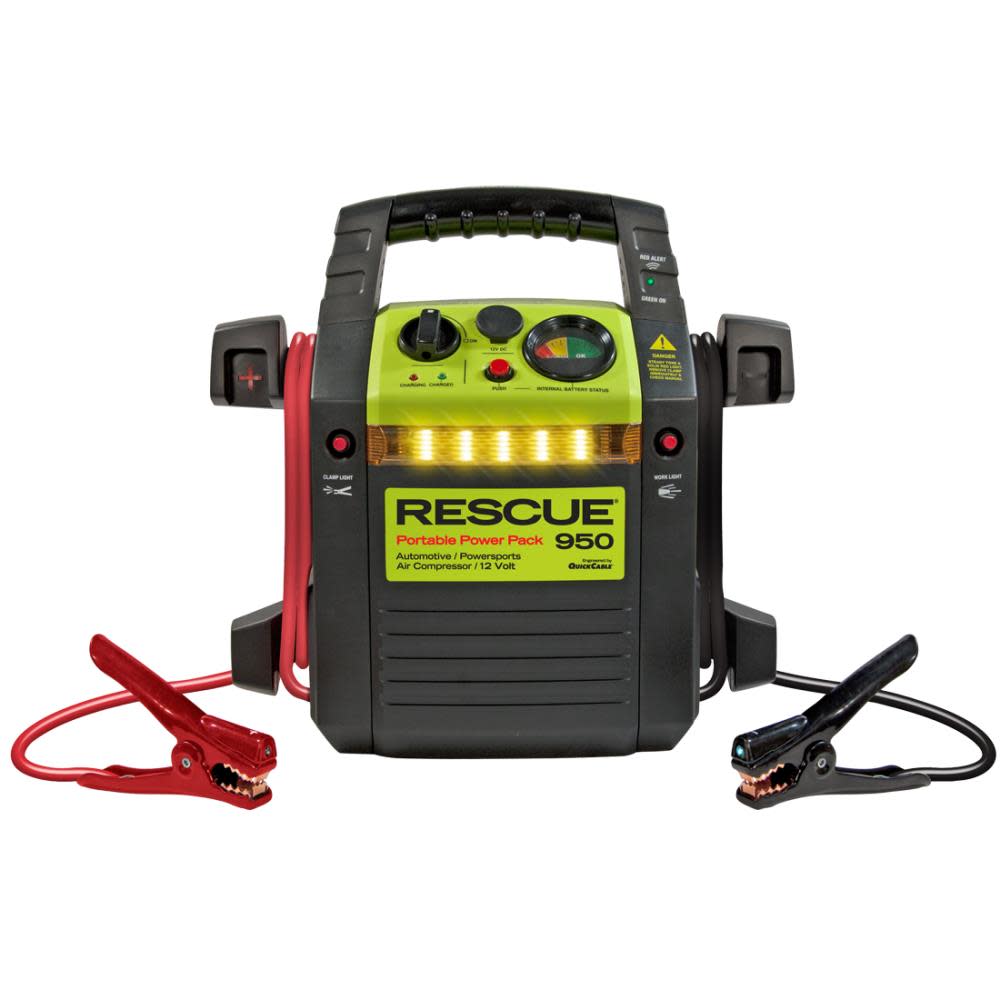 Quick Cable 6 gal 400/900 Amp 12 V Air Compressor RESCUE 950 Jump Pack with 55 In. Cables - Ascmtools
