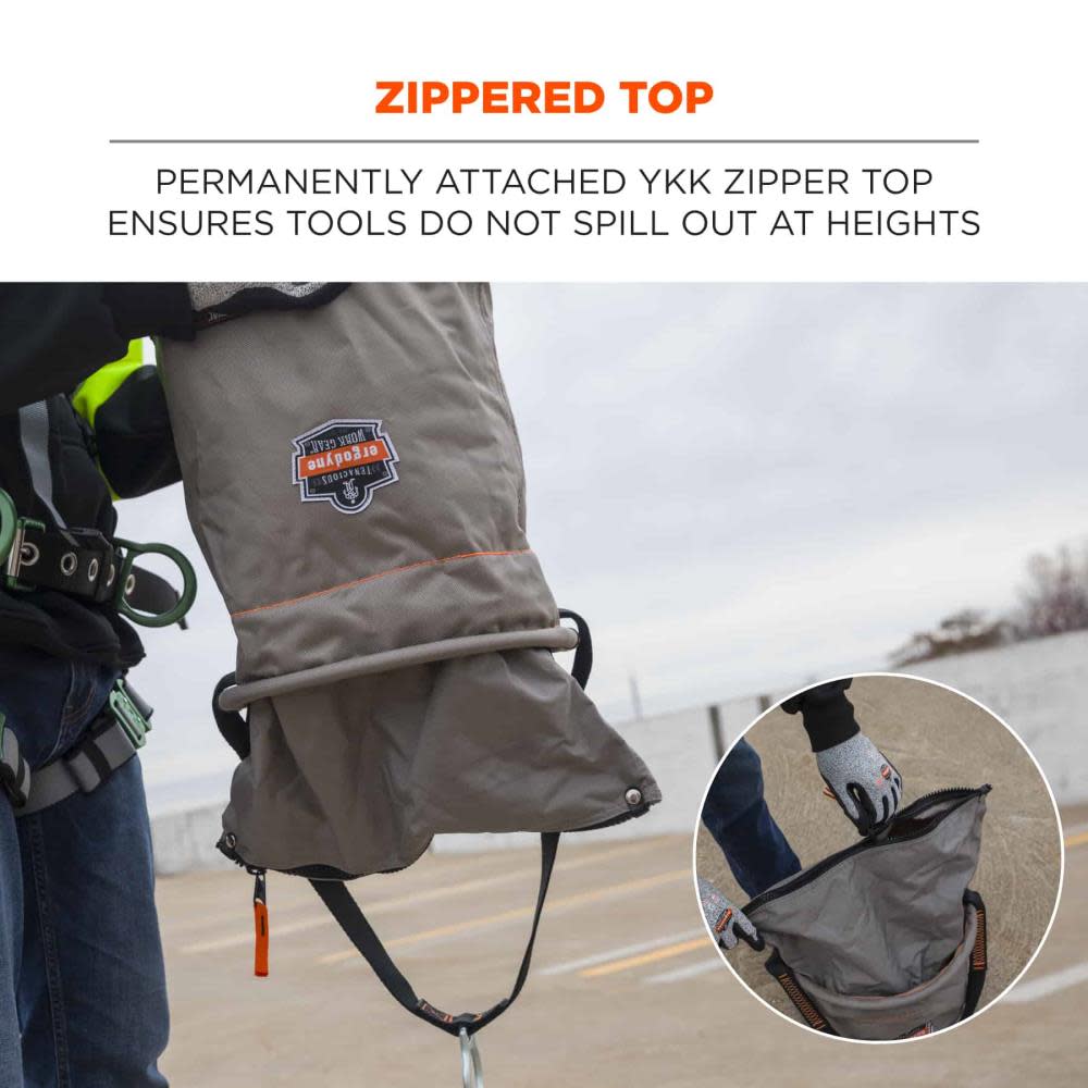 Ergodyne 5973 L Gray Hoist Bucket with D Rings - Ascmtools