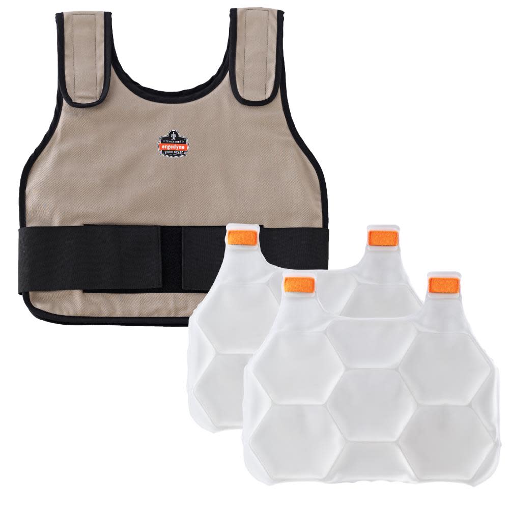 Ergodyne Chill Its 6230 Cooling Vest with Packs Khaki S/M - Ascmtools