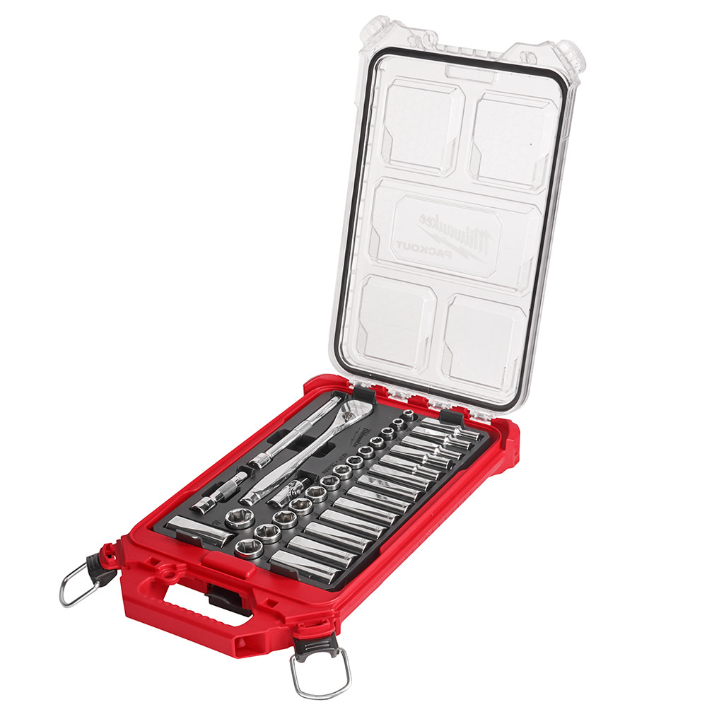 Milwaukee 3/8 32pc Ratchet and Socket Set in PACKOUT – Metric - Ascmtools