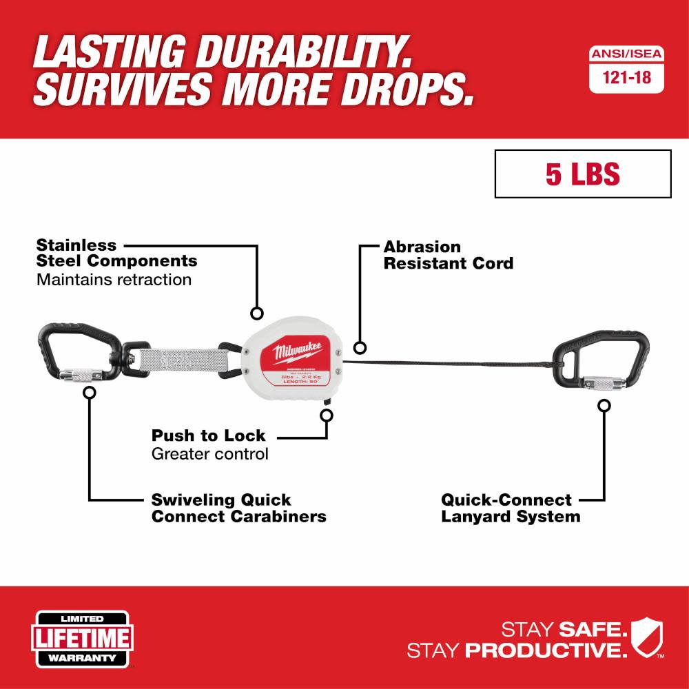 Milwaukee Tool Lanyard Retractable 5Lbs 50″ - Ascmtools