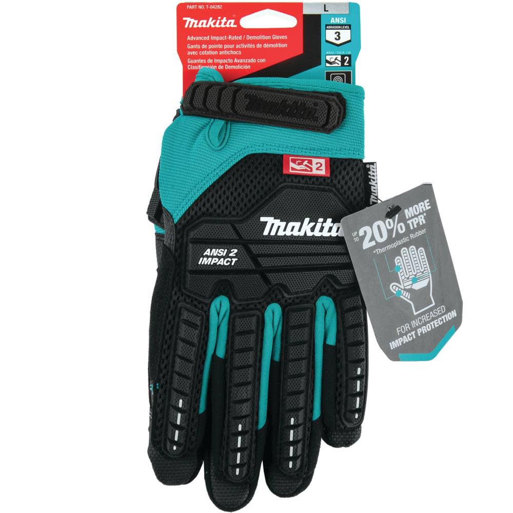 Makita Demolition Gloves Advanced ANSI 2 Impact Rated Large - Ascmtools