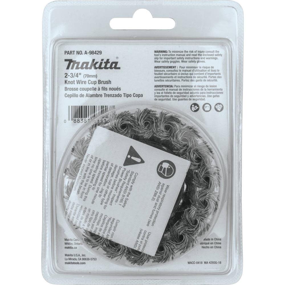 Makita 2-3/4″ Knot Wire Cup Brush 5/8″-11 - Ascmtools