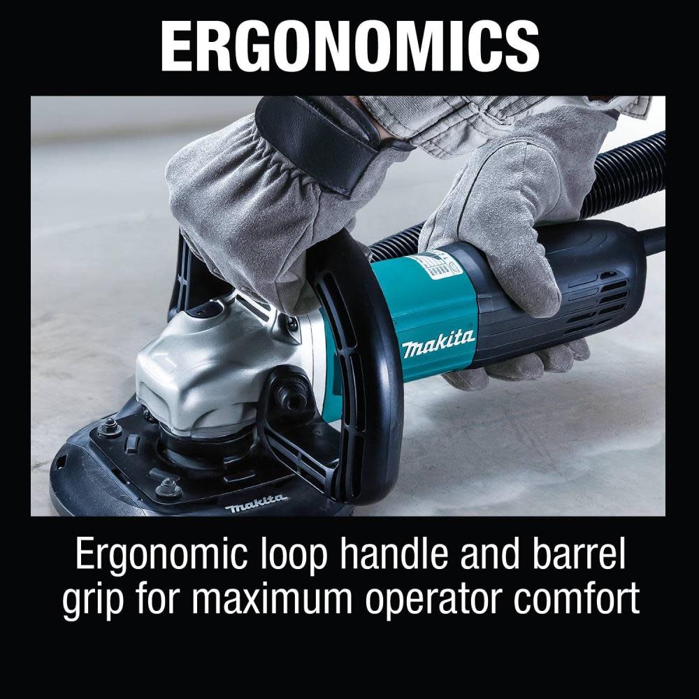Makita 5″ Concrete Planer with Dust Extraction Shroud & Diamond Cup Wheel - Ascmtools