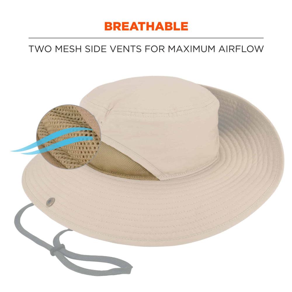 Ergodyne Chill Its 8936 Lightweight Ranger Hat with Mesh Paneling Khaki S/M - Ascmtools