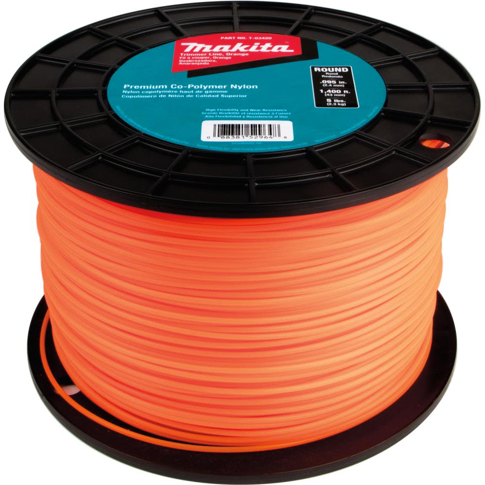 Makita Round Trimmer Line 0.095 Orange 1400 5 lbs. - Ascmtools