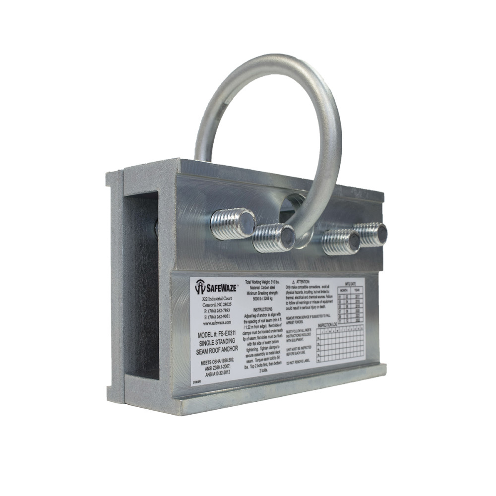 Safewaze 6″ Zinc Plated Steel Standing Seam Roof Anchor - Ascmtools