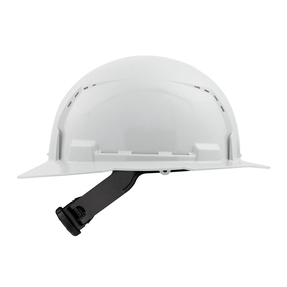 Milwaukee White Full Brim Vented Hard Hat with 4pt Ratcheting Suspension Type 1 Class C - Ascmtools
