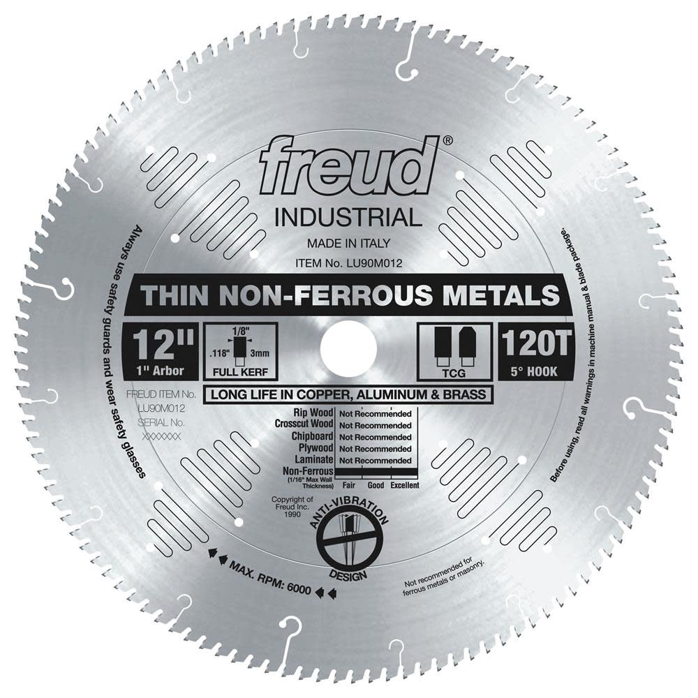 Freud 12 In. x 120T Thin Stock Non-Ferrous Metal Blade - Ascmtools
