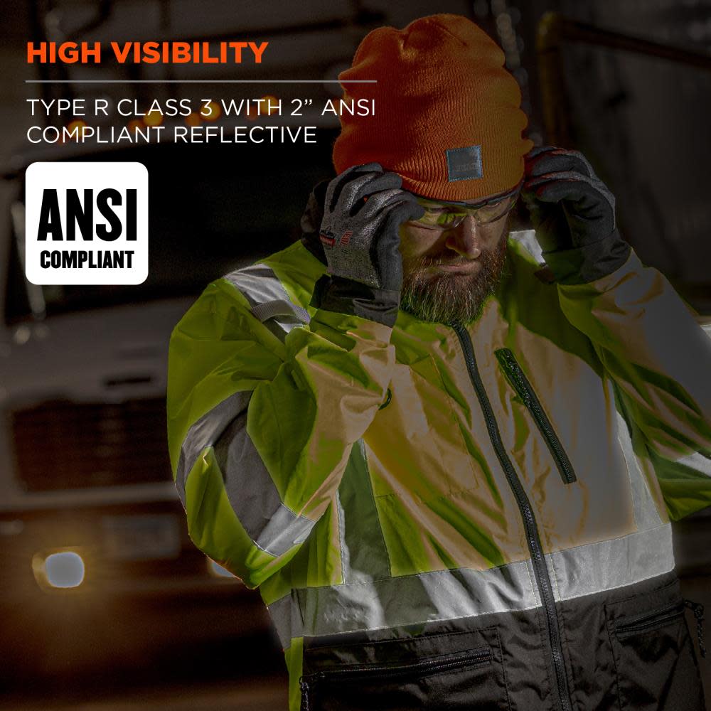 Ergodyne GloWear 8351 Jacket Windbreaker Water Resistant Lime Hi Vis 5X - Ascmtools