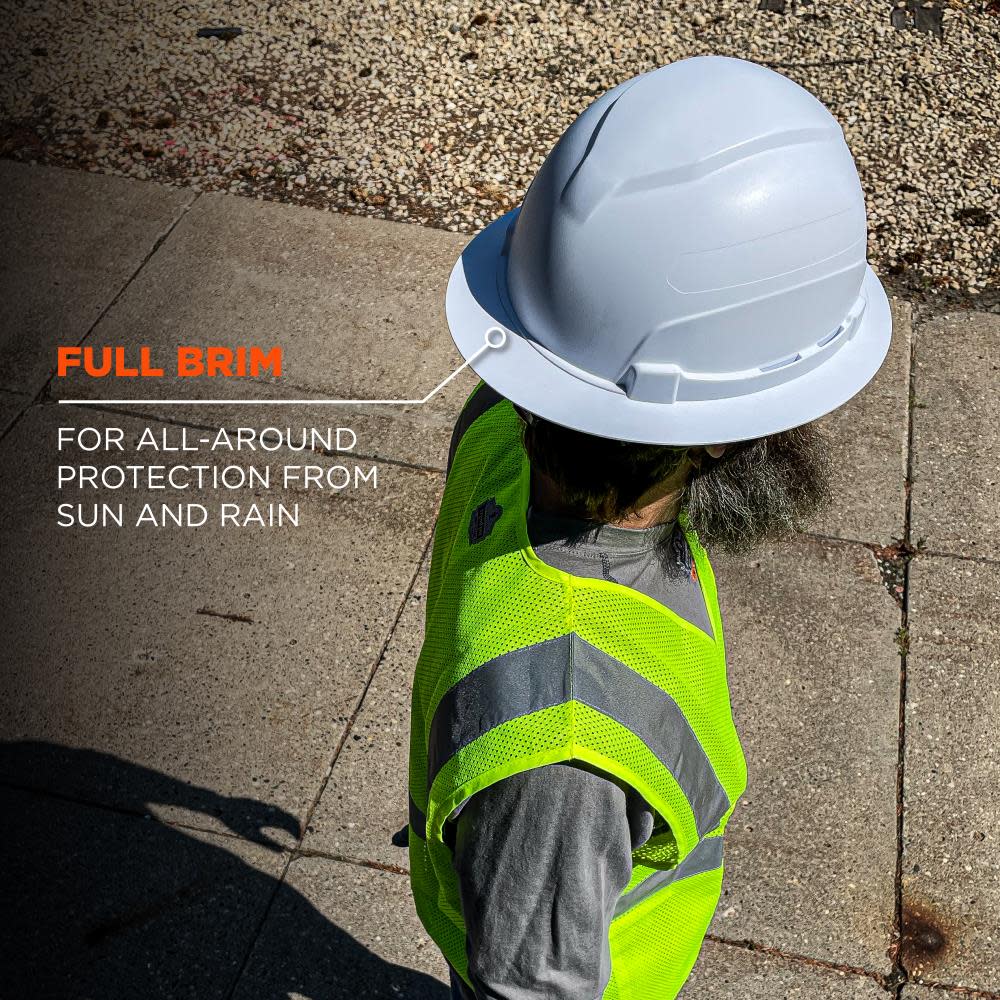 Ergodyne Skullerz 8969 White Lightweight Full Brim Hard Hat Class E - Ascmtools
