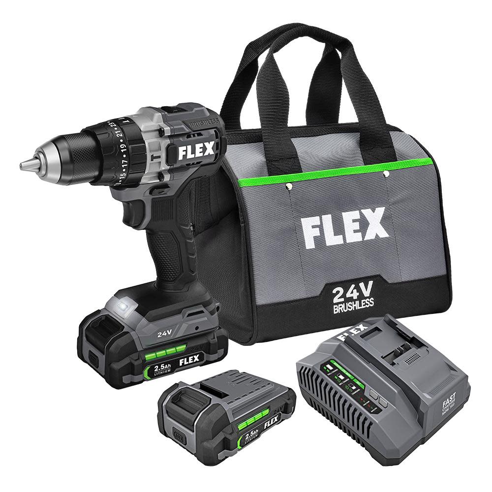 FLEX 24V 1/2-In. 2-Speed Hammer Drill Kit - Ascmtools