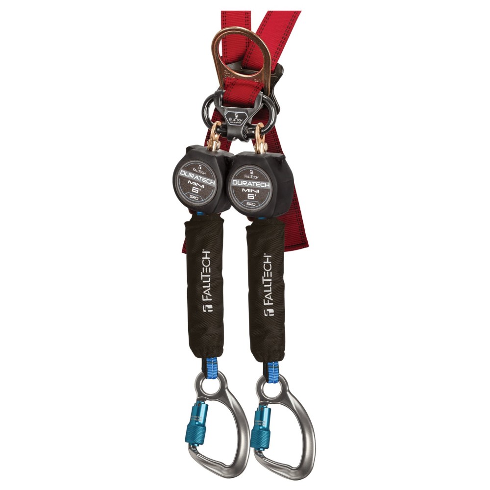 Falltech DuraTech Mini 6′ Twin Leg Personal SRL with Carabiner - Ascmtools