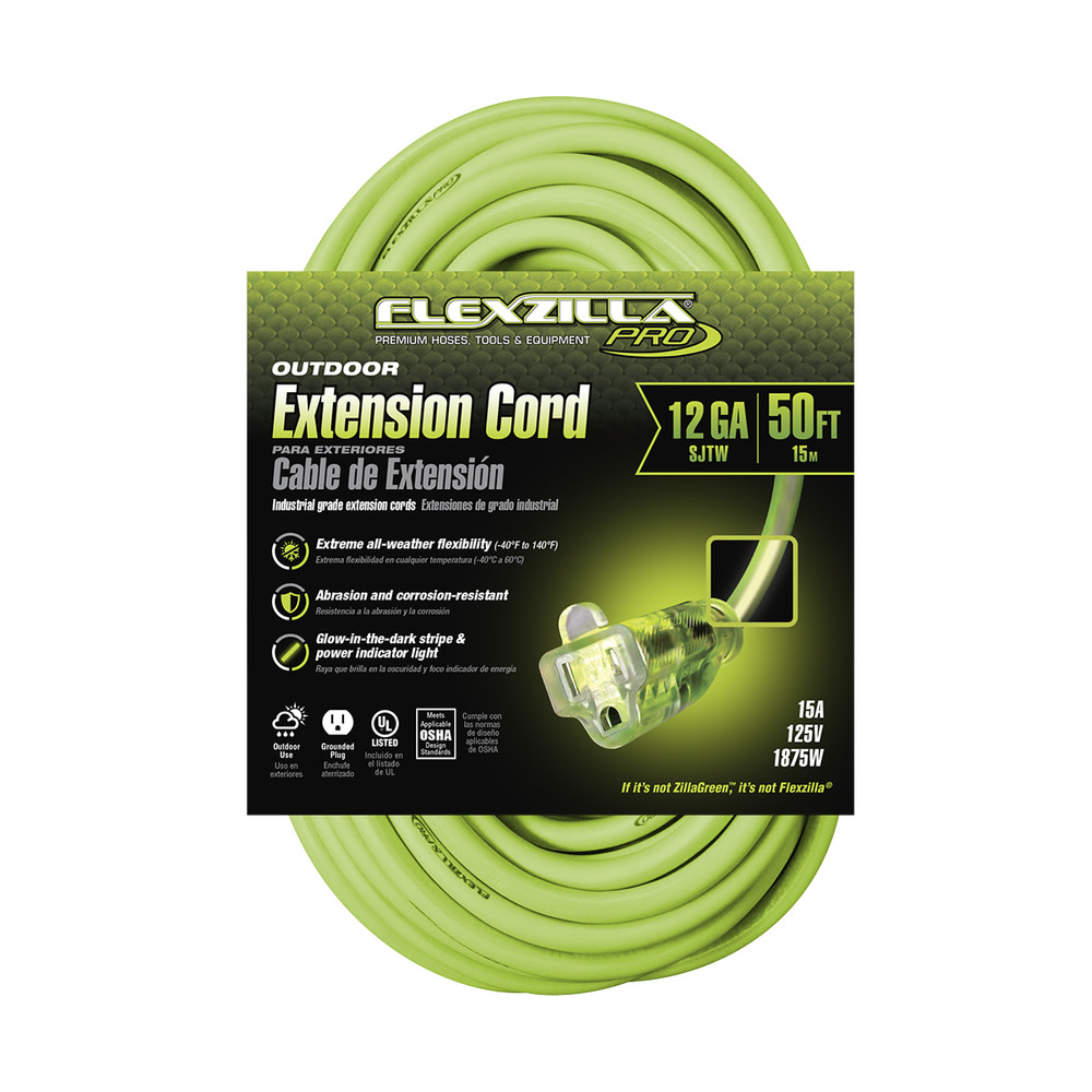 Flexzilla 50 ft. Pro Extension Cord 12/3 AWG - Ascmtools