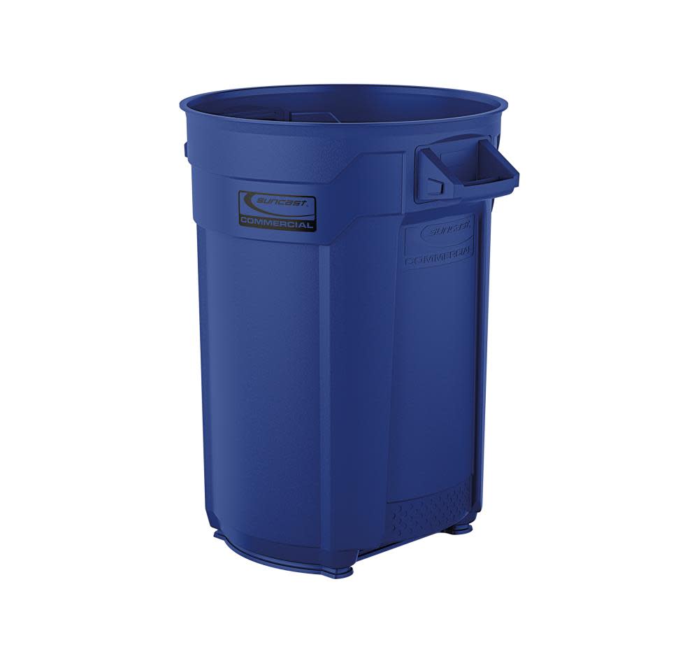 Suncast Plastic Utility Trash Can – 44 Gallon Blue - Ascmtools