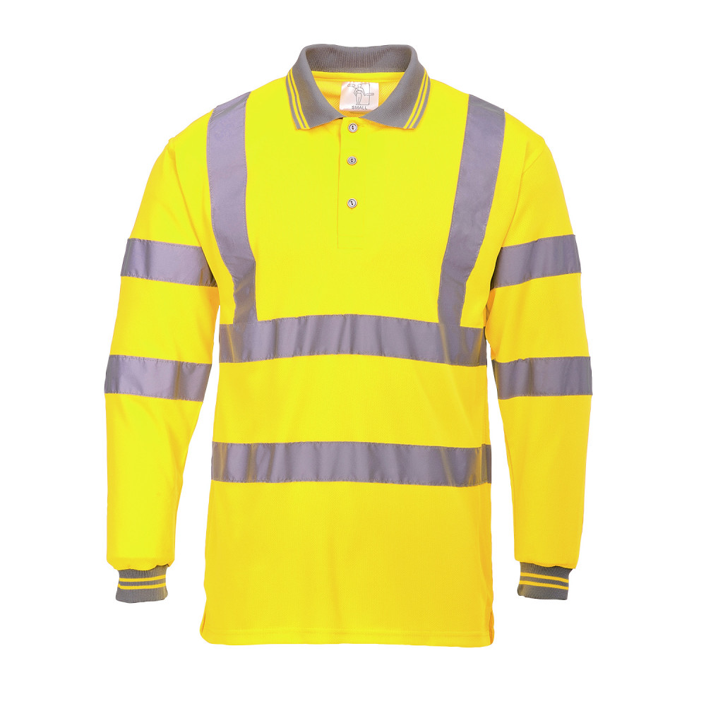 Portwest Yellow Hi-Vis Long Sleeved Polo Shirt – Large - Ascmtools
