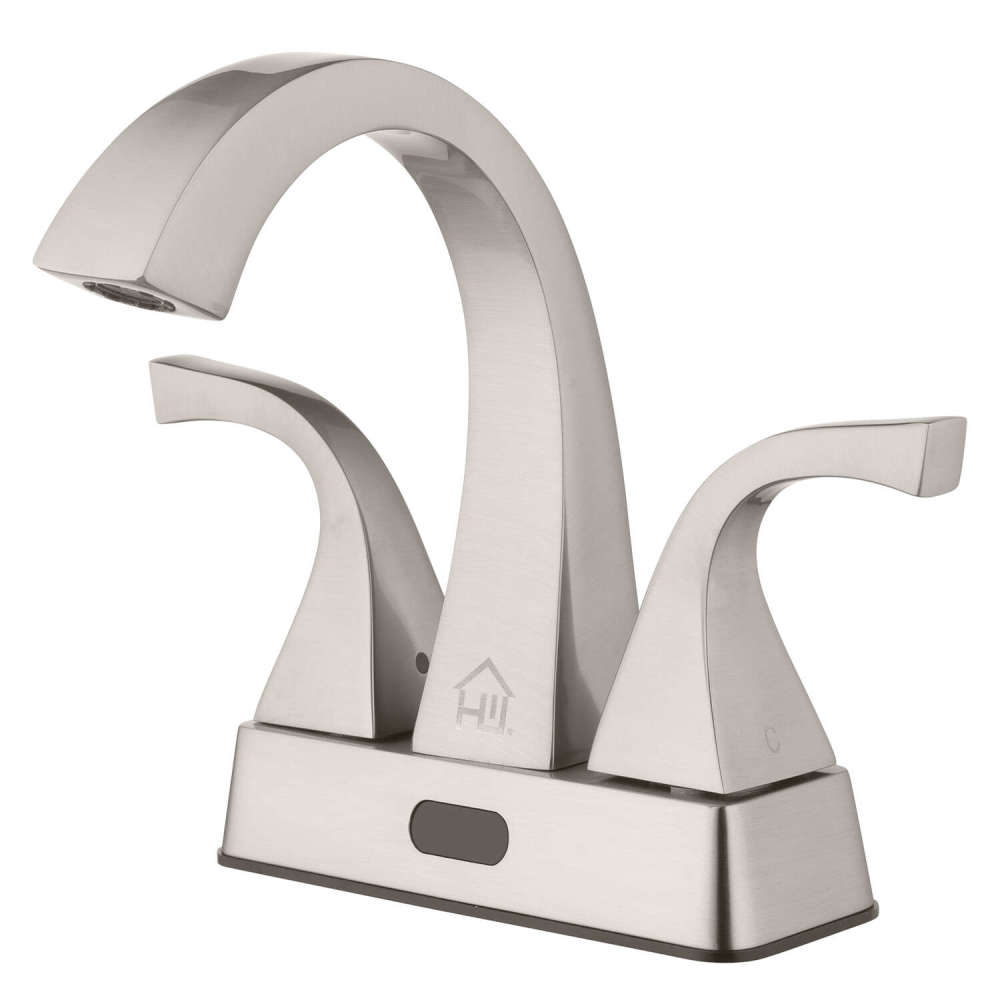Homewerks Bathroom Sink Faucet Nickel 2 Handle Mid Arc - Ascmtools