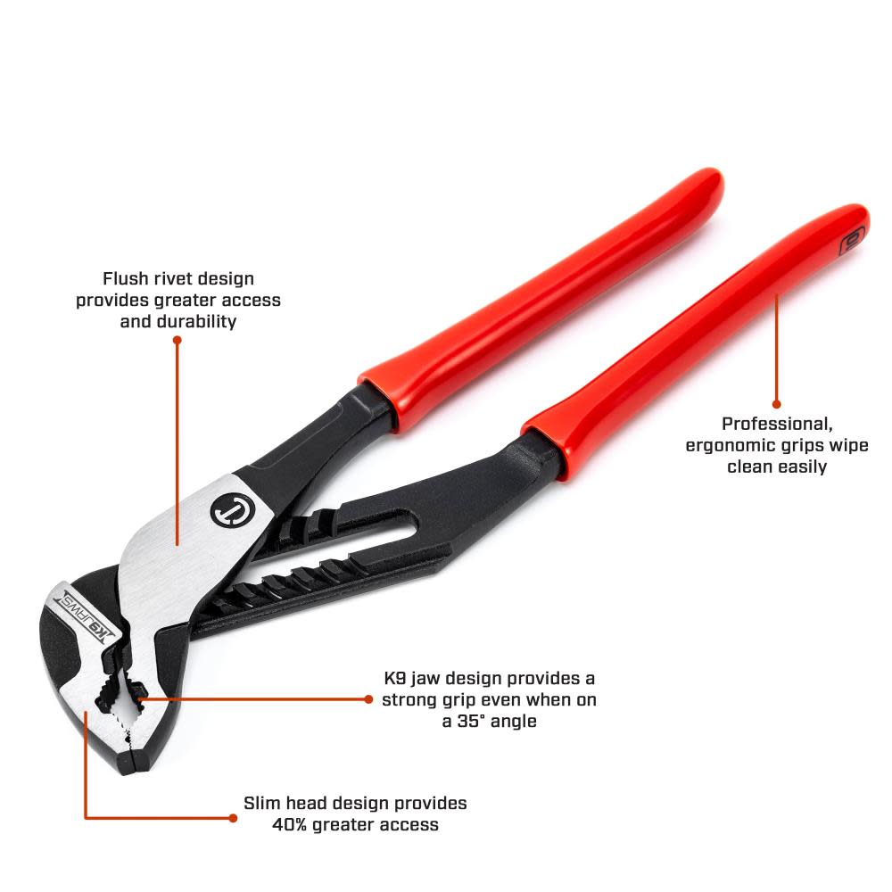 Crescent 10″ Z2 V-Jaw K9 Tongue & Groove Dipped Pliers - Ascmtools