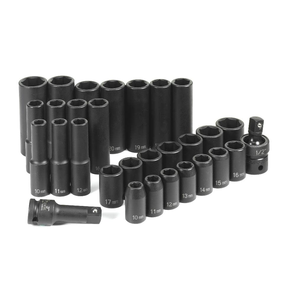 Grey Pneumatic 1/2″ Drive 30 Piece Standard/Deep Metric Set - Ascmtools