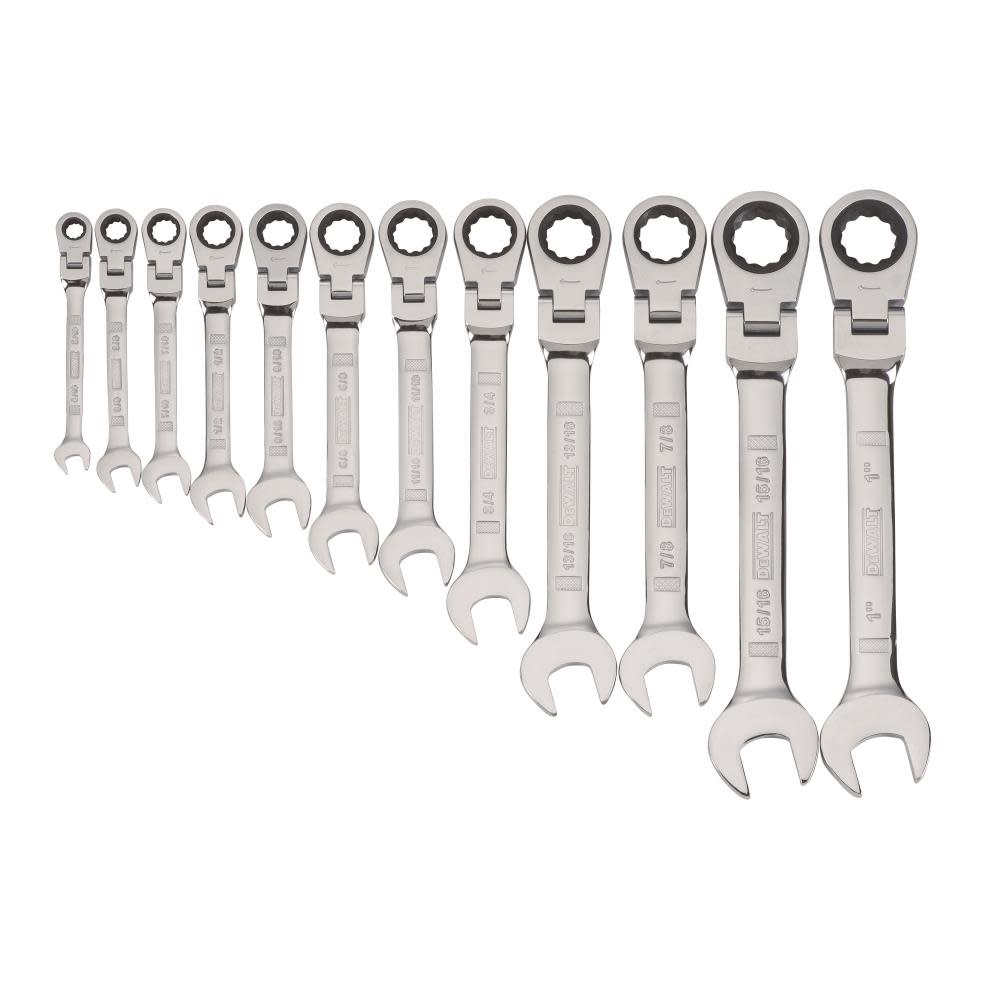 DEWALT 12 piece Flex Head Ratcheting SAE Wrench Set - Ascmtools