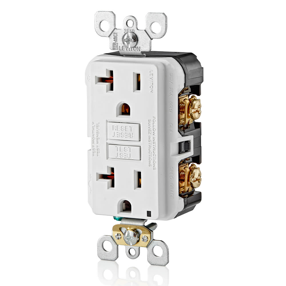 Leviton SmartlockPro GFCI Outlet 20A 125V 5-20R White Duplex - Ascmtools