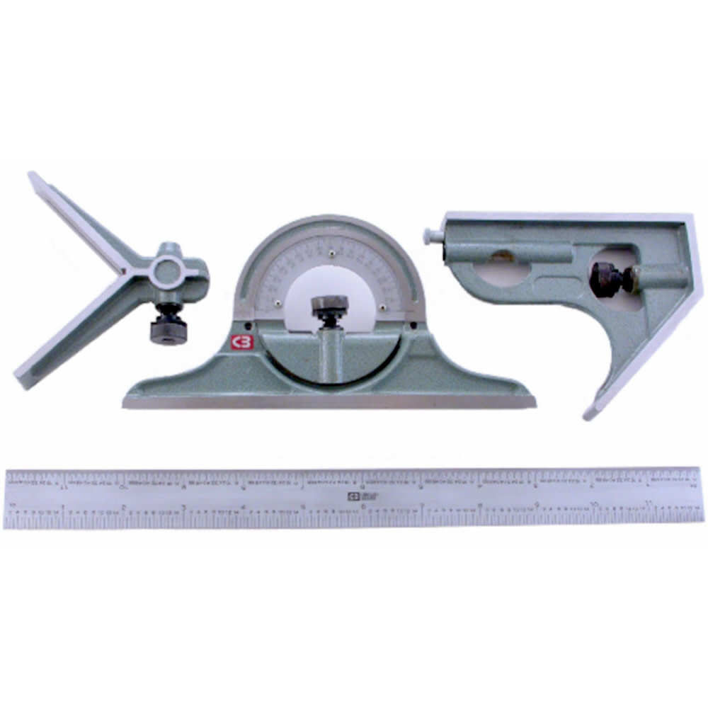 Chicago Brand Combination Square and Protractor 4 pc Set - Ascmtools