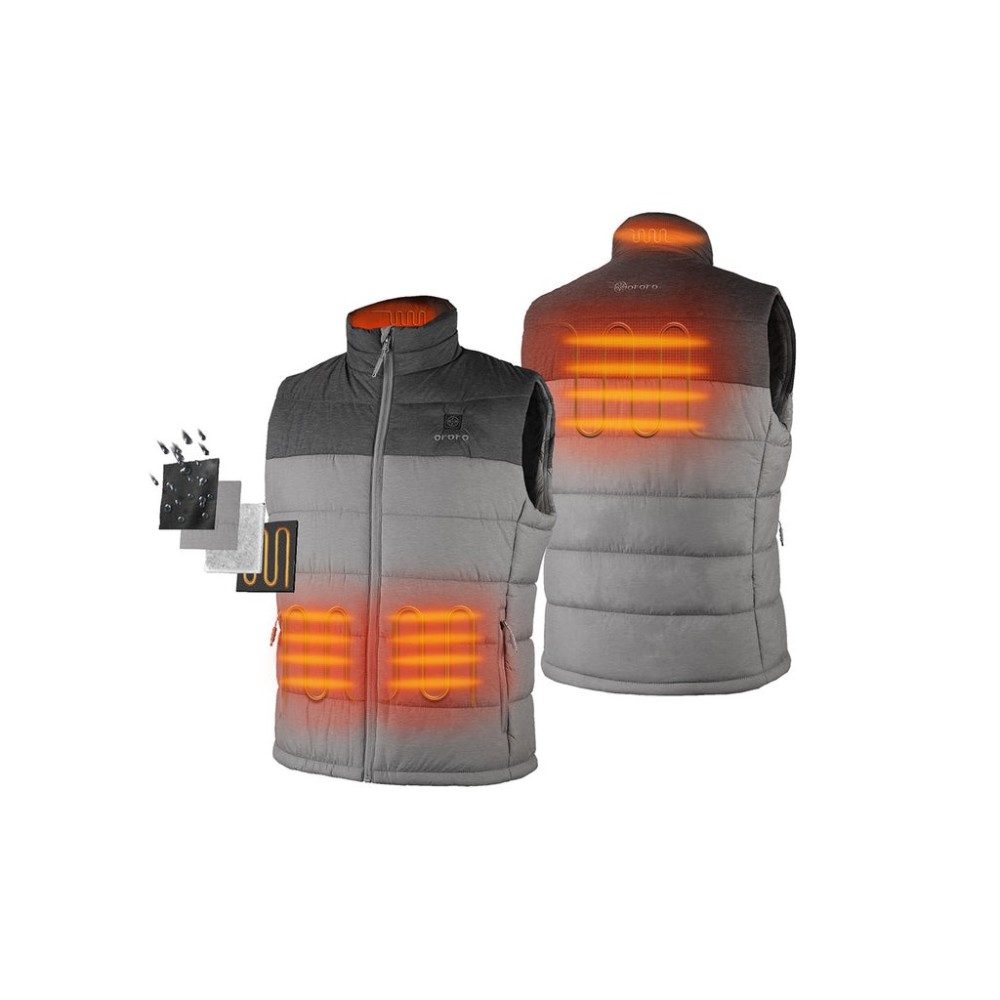 ORORO Mens Flecking Gray Classic Heated Vest Kit 2X - Ascmtools