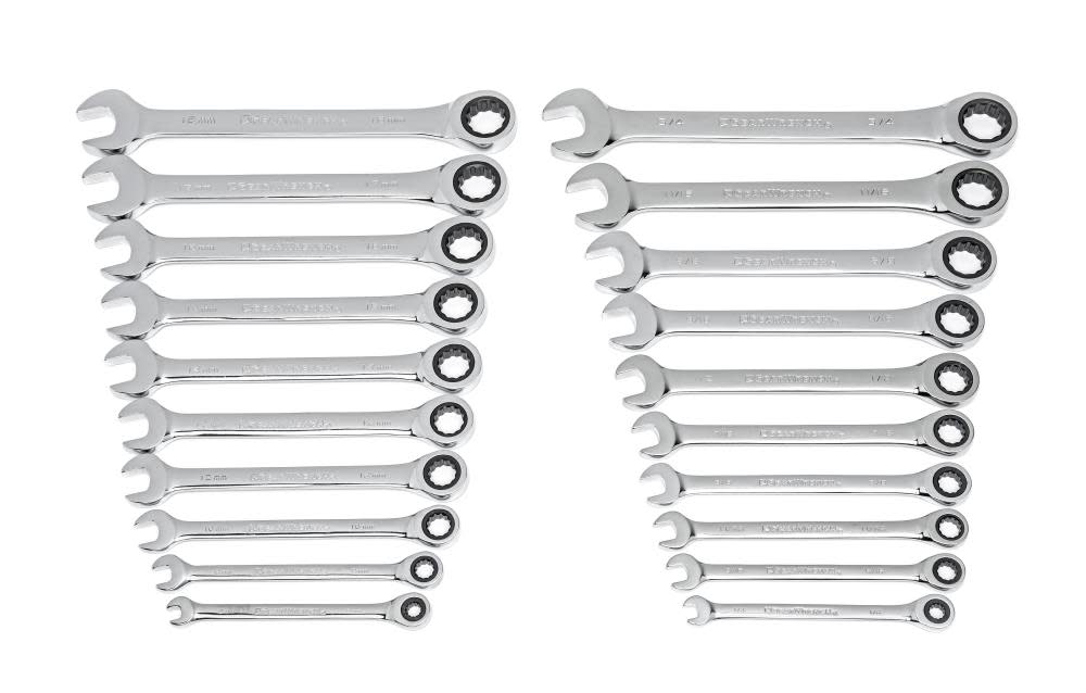 GEARWRENCH SAE/Metric Ratcheting Combination Wrench Set 20pc - Ascmtools