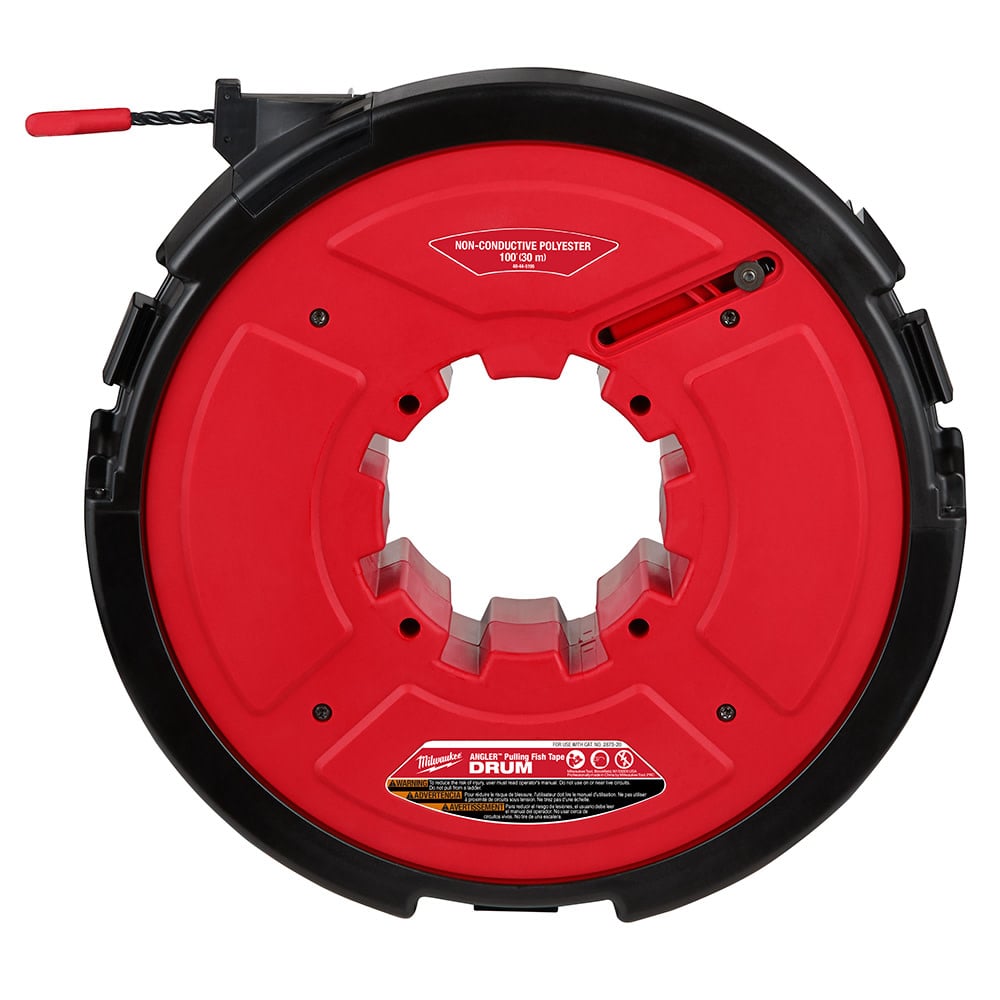 Milwaukee M18 FUEL Angler 100′ Non-Conductive Polyester Pulling Fish Tape Drum - Ascmtools