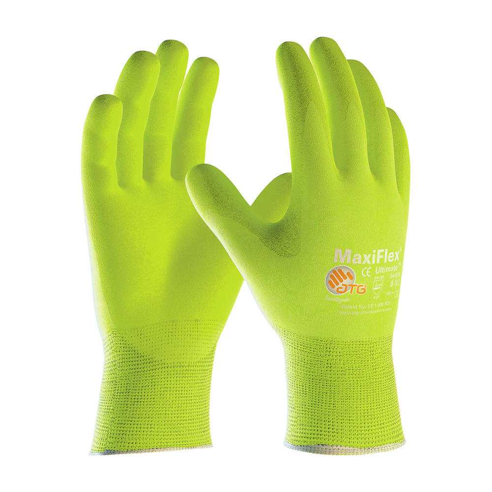 Protective Industrial Products Gloves Hi-Vis Yellow MaxiFlex Ultimate Nylon/Elastane 2X - Ascmtools