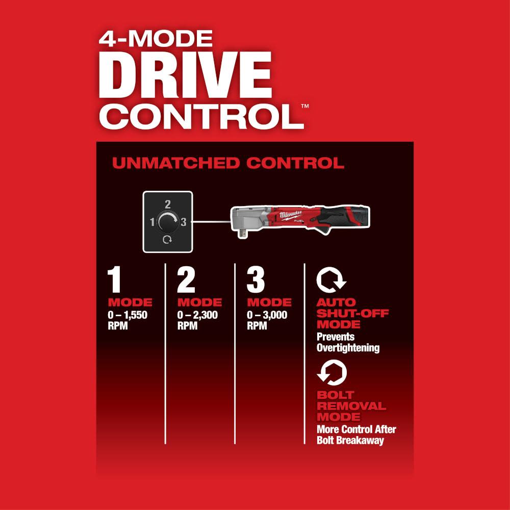 Milwaukee M12 FUEL 1/2″ Right Angle Impact Wrench with Pin Detent - Ascmtools