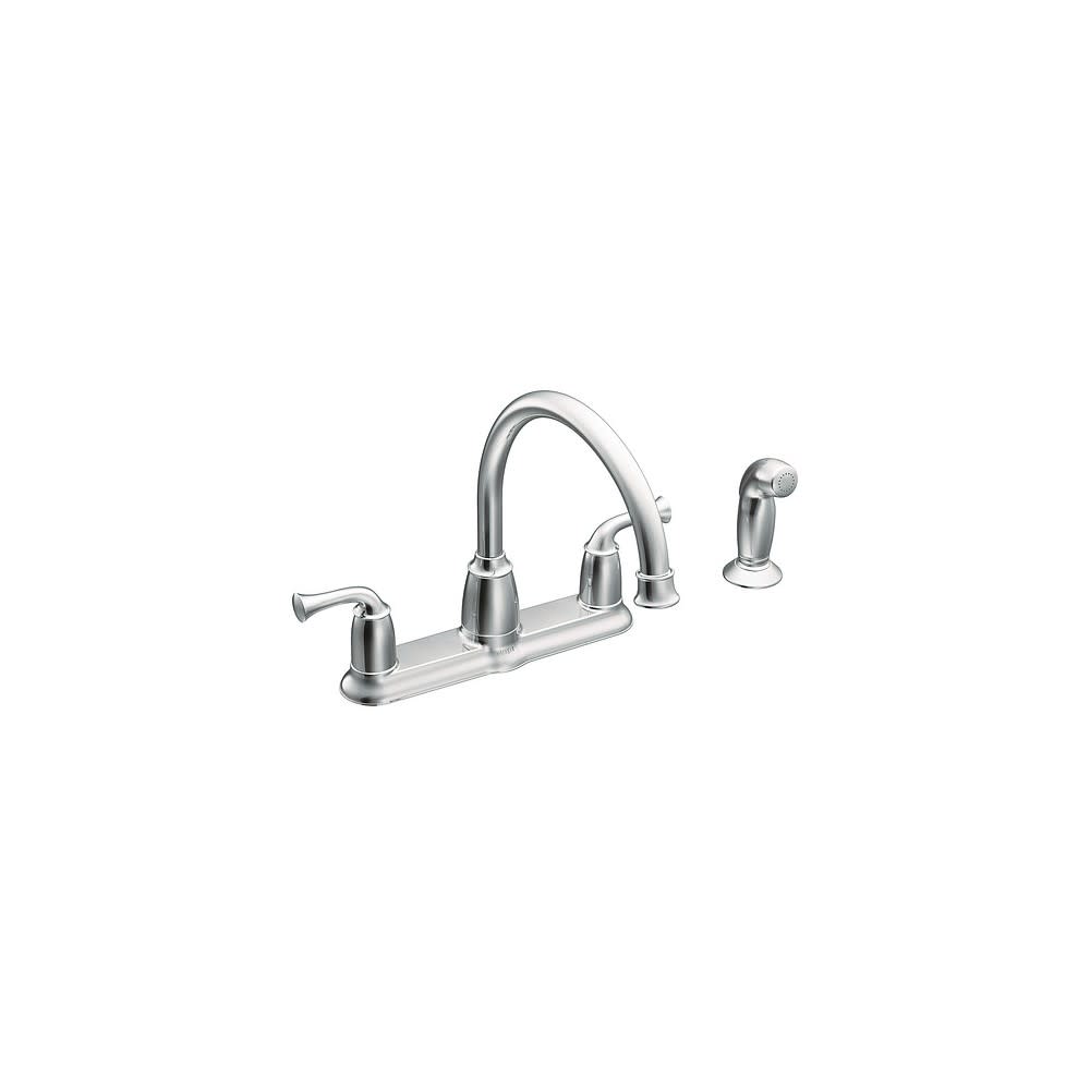 Moen Banbury Chrome 2 Handle High Arc Kitchen Faucet with Side Spray - Ascmtools