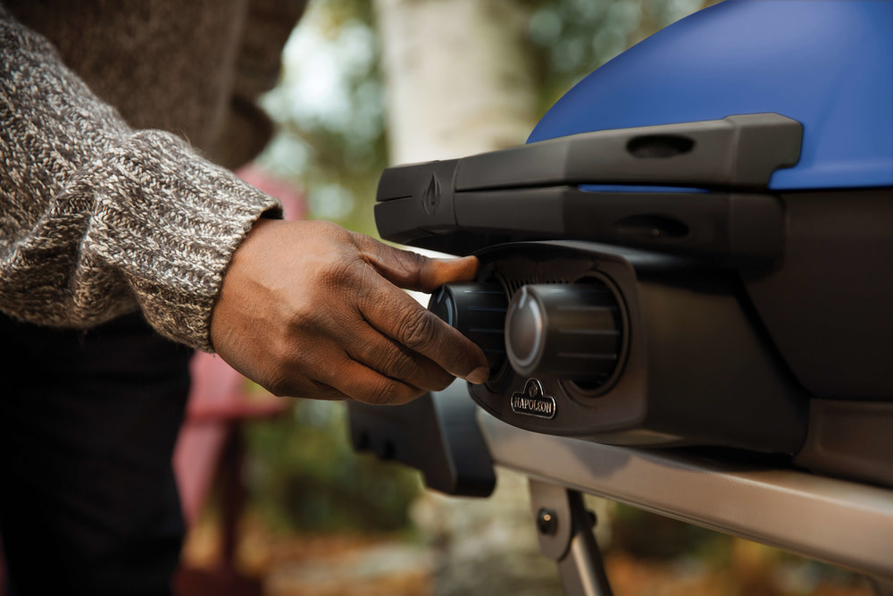 Napoleon TravelQ 285X Portable Propane Gas Grill with Scissor Cart Blue - Ascmtools