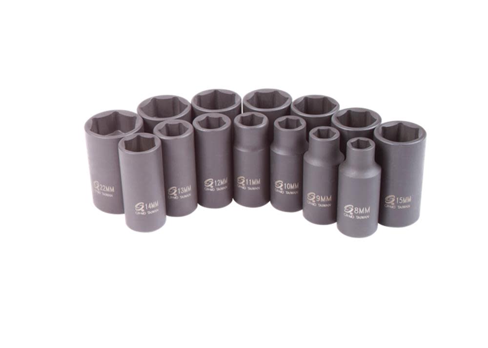 Sunex 14 pc. 3/8 In. Drive Metric Mid-Depth Impact Socket Set - Ascmtools