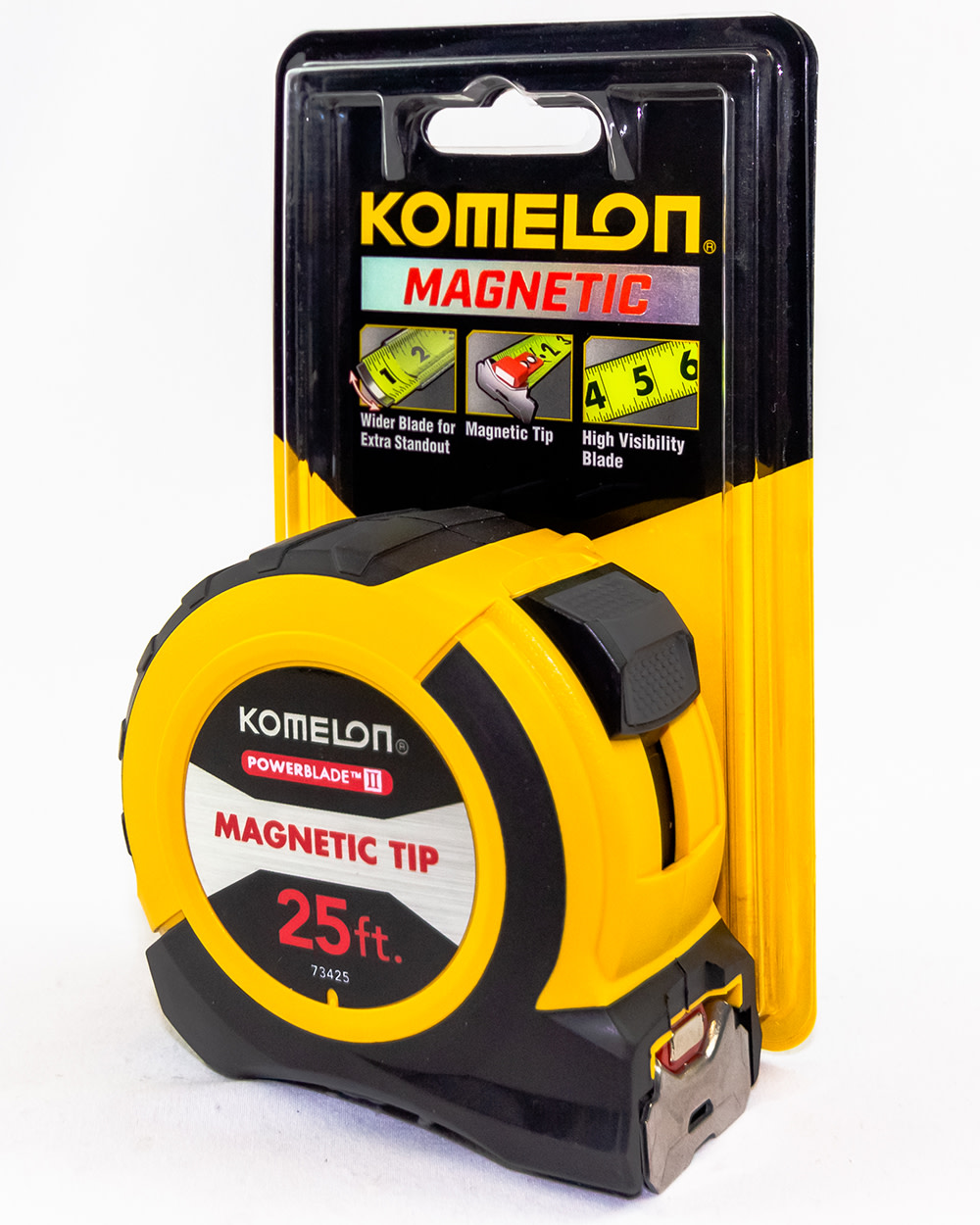 Komelon 25′ x 11/16″ Magnetic ABS Power Blade 2 Series Tape Measure - Ascmtools