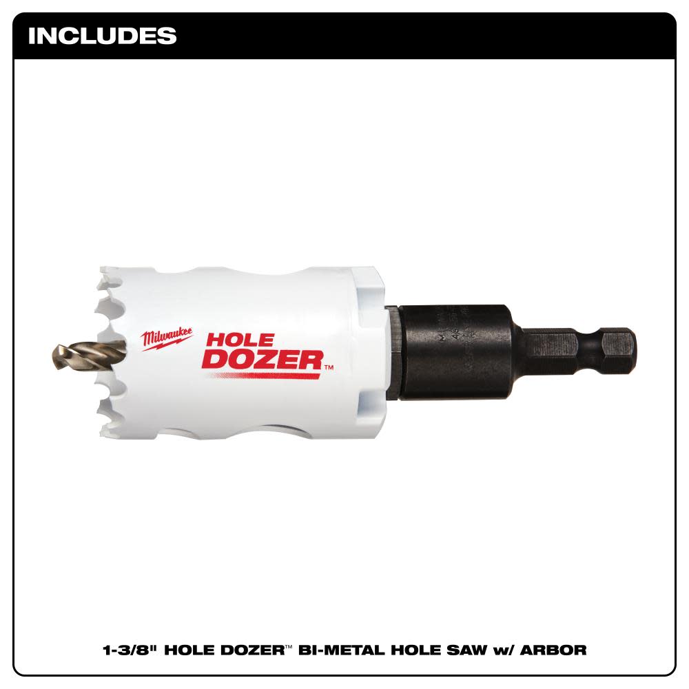 Milwaukee 1-3/8″ HOLE DOZER Bi-Metal Hole Saw with Arbor - Ascmtools