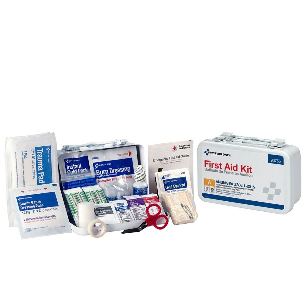First Aid Only First Aid Kit 10 Person Bulk Metal Case ANSI A - Ascmtools