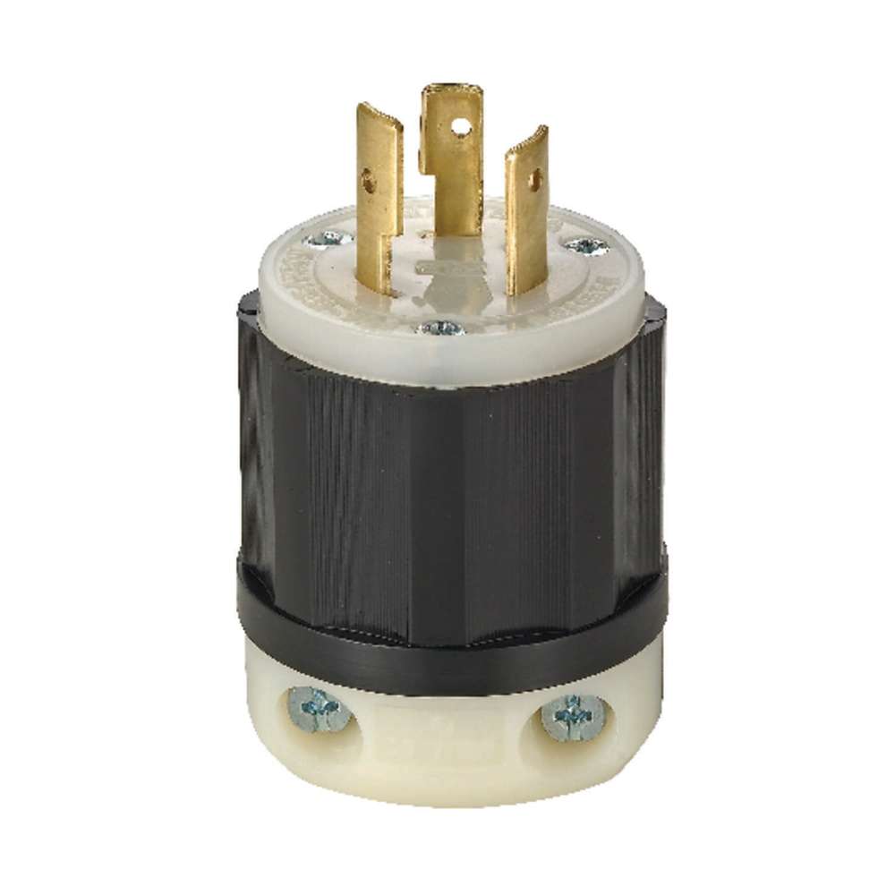 Leviton 20A 120/250V Black & White Non-Grounded Locking Plug - Ascmtools