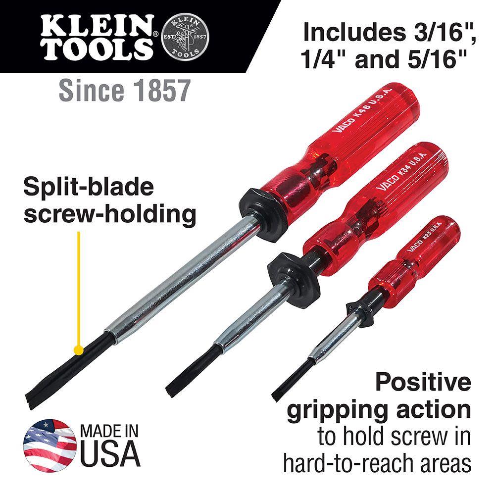 Klein Tools Slotted Holding Screwdrivers 3 Pc - Ascmtools