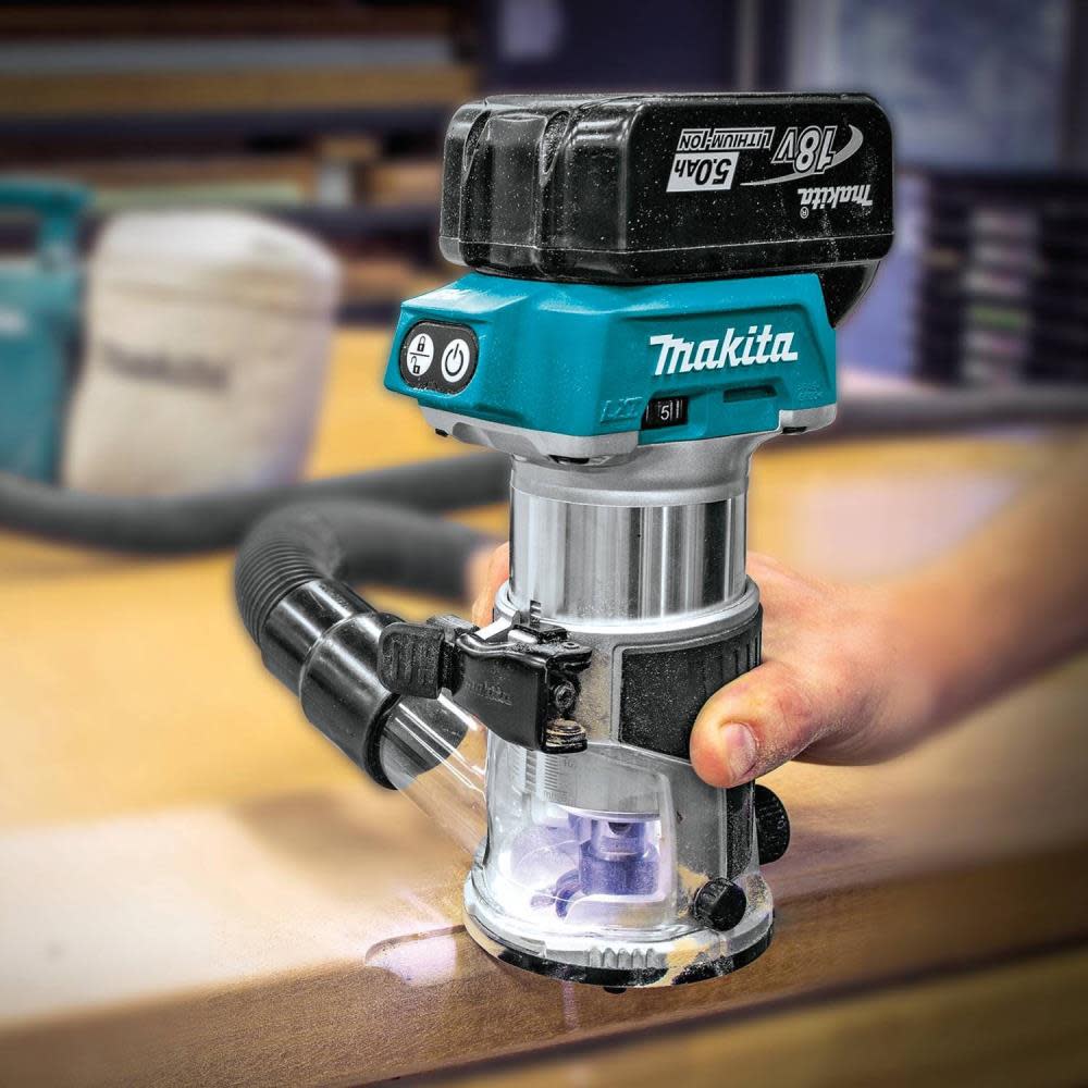 Makita 18V LXT Lithium-Ion Brushless Cordless Compact Router Kit (5.0Ah) - Ascmtools