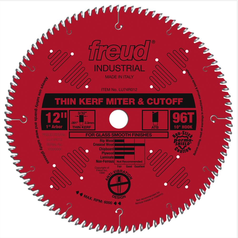 Freud 12 In. x 96T Thin Kerf Ultimate Cut-Off Blade - Ascmtools