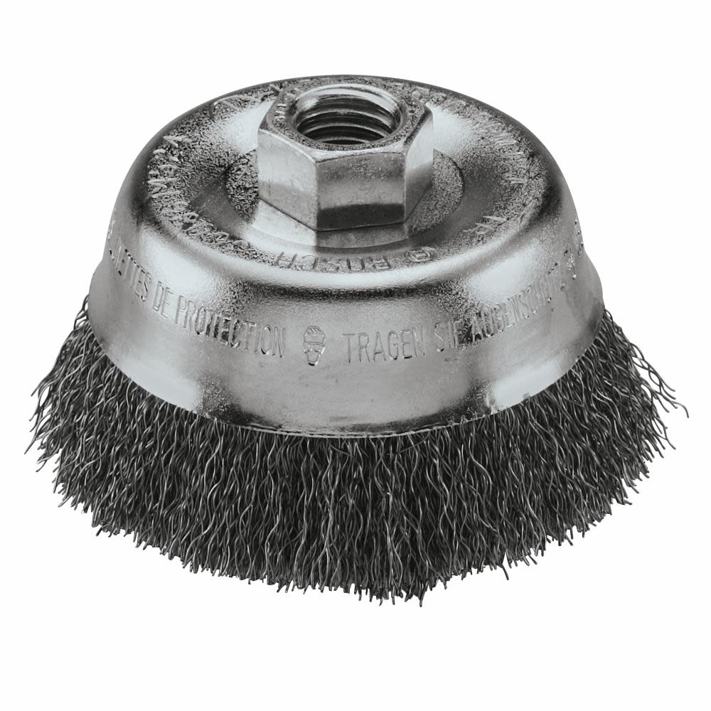 Bosch 3″ Wheel Diameter 5/8″-11 Arbor Carbon Steel Crimped Wire Cup Brush - Ascmtools