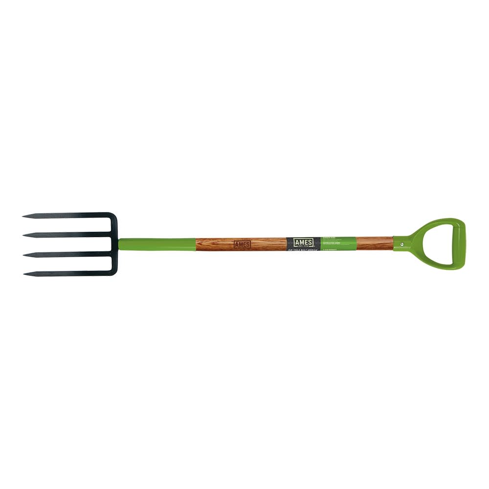 Ames 4-Tine Spading Fork with Ergonomic D-Top Grip on Hardwood Handle - Ascmtools
