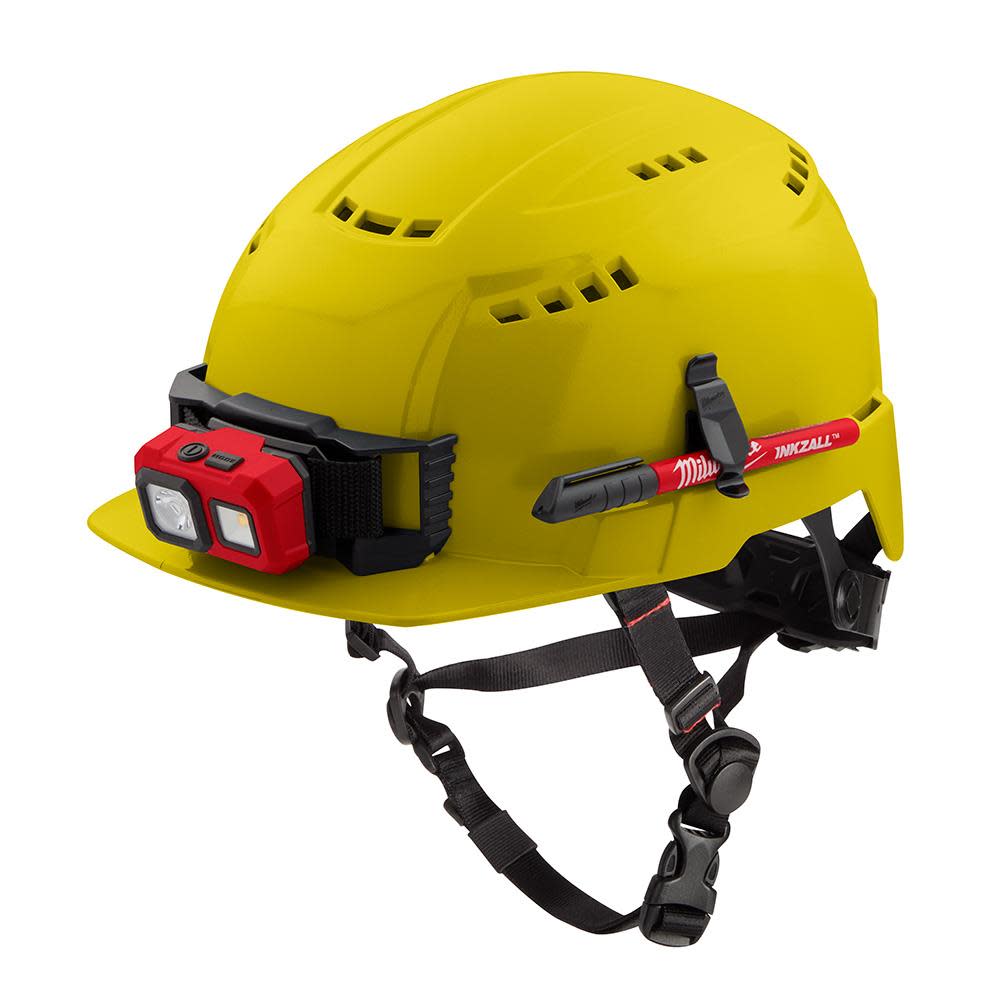 Milwaukee Yellow Front Brim Vented Safety Helmet with BOLT Class C - Ascmtools