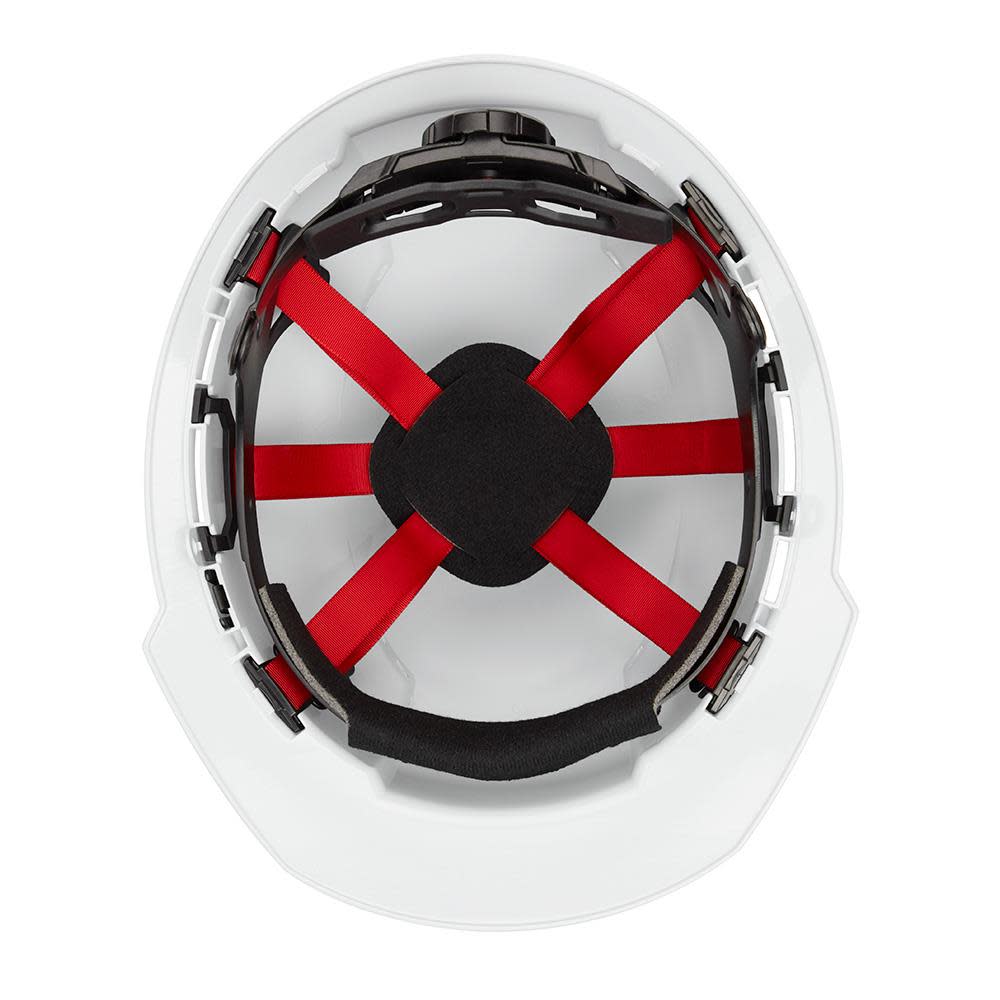 Milwaukee White Front Brim Vented Hard Hat with 6pt Ratcheting Suspension Type 1 Class C - Ascmtools