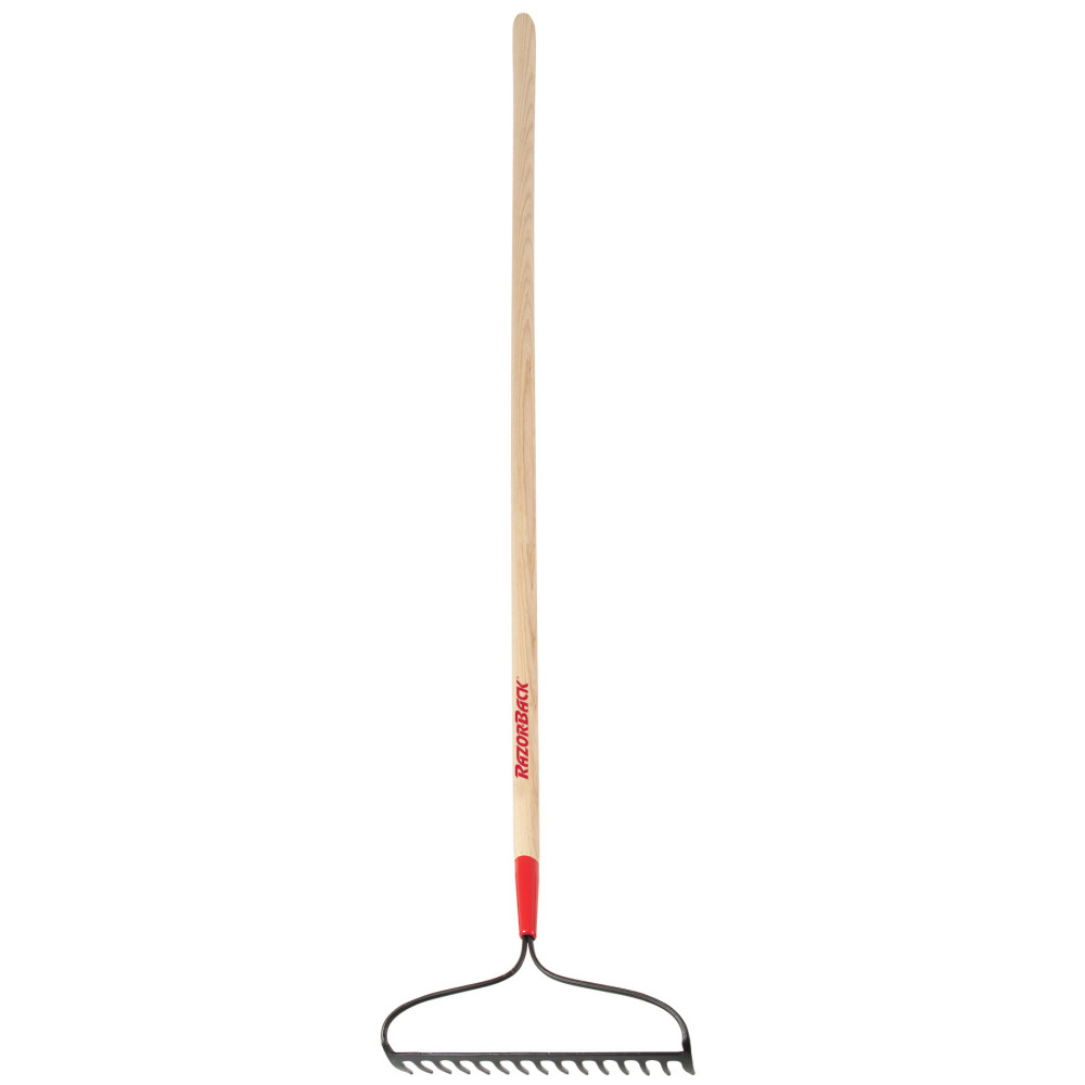 Razorback 16″ 15 Tine Bow Head Rake with 66″ Wood Handle - Ascmtools