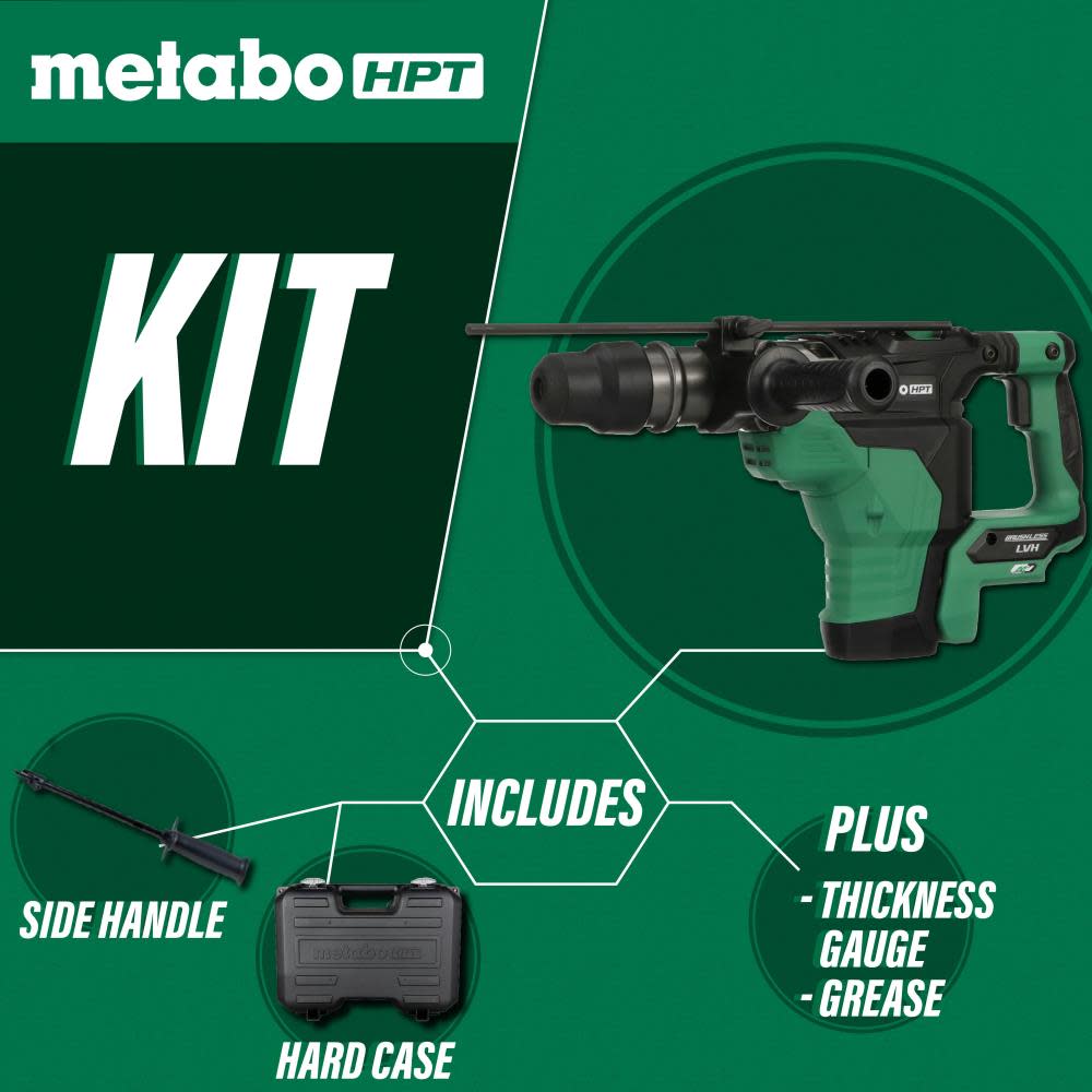 Metabo HPT Multivolt 36V Brushless SDS-Max1-9/16″ Rotary Hammer (Bare Tool) - Ascmtools