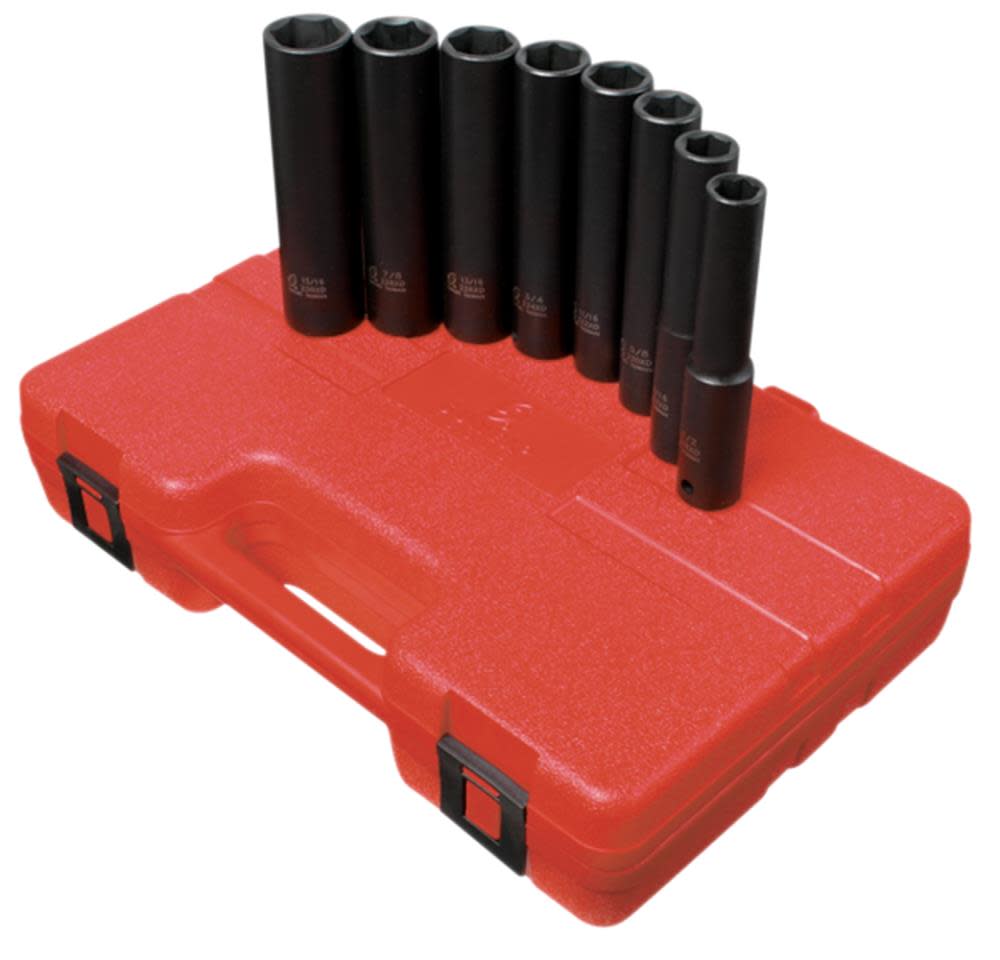 Sunex 8 pc. 1/2 In. Drive SAE 5 In. Extra Long Deep Impact Socket Set - Ascmtools