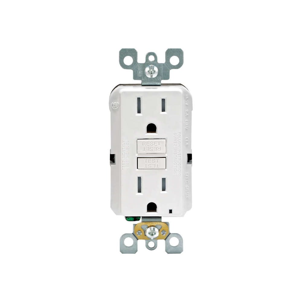 Leviton SmartlockPro GFCI Outlet 15A 125V Duplex White NEMA 5-15R - Ascmtools