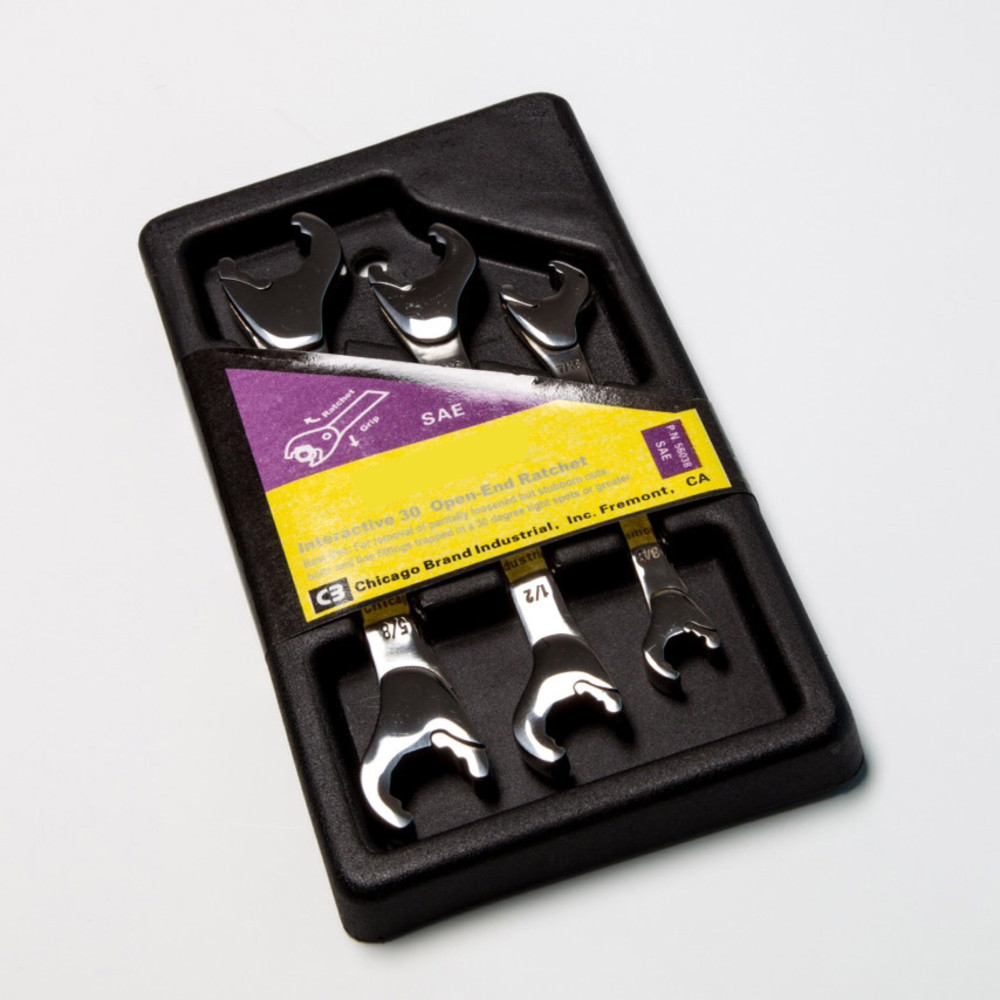 Chicago Brand 3pc Open End Ratchet Wrench SAE - Ascmtools